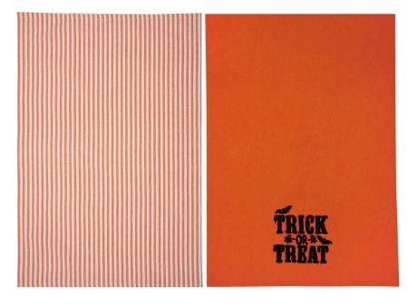 Trick-or-Treat Stripe Kitchen Towel, Set of 2 Online Sale