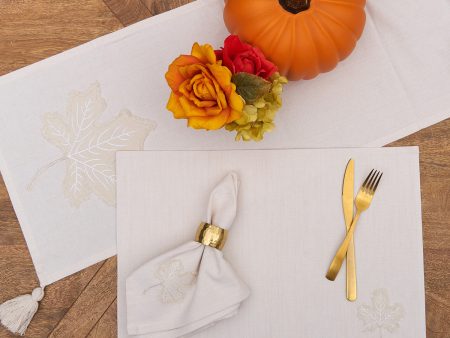 Neutral Maple Leaves Table Linens Discount