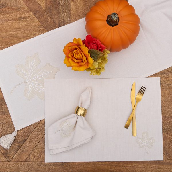 Neutral Maple Leaves Table Linens Discount