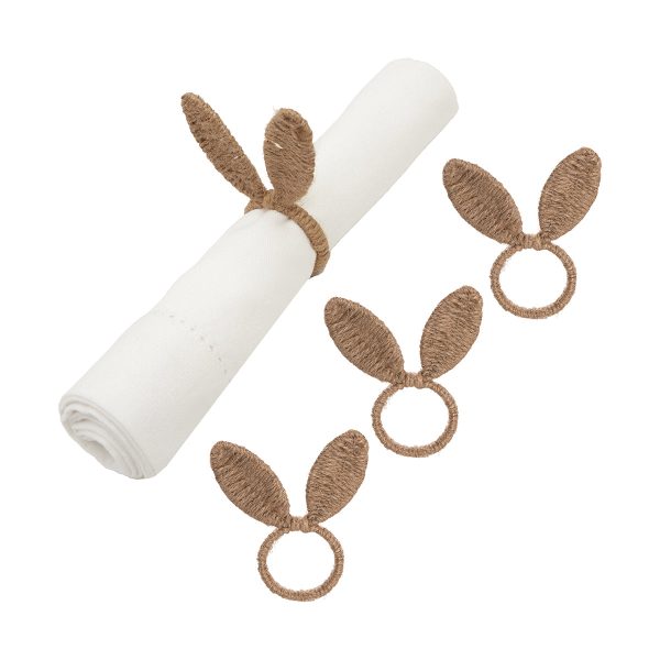 Natural Bunny Ears Napkin Ring, Set of 4 Online now