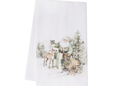 Woodland Santa & Animals Kitchen Towel For Sale