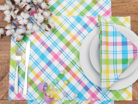 Spring Blossom Plaid Table Linens Supply