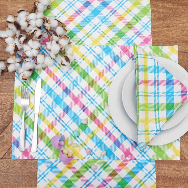 Spring Blossom Plaid Table Linens Supply