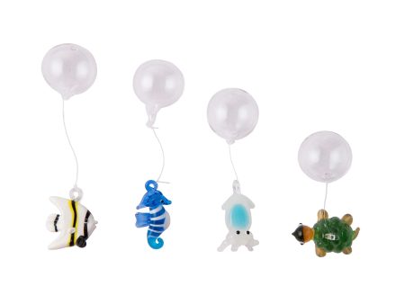 1.2 in. Glass Floating Sea Life, Set of 4 Discount