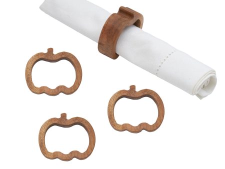 Pumpkin Wood Napkin Rings, Set of 4 Hot on Sale