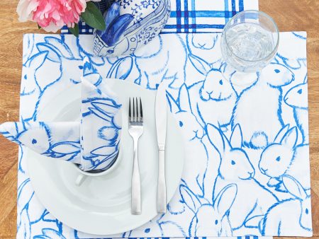 Blue Bun & Plaid Table Linens Hot on Sale