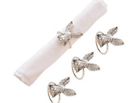 Silver Bunny Head Napkin Ring, Set of 4 Sale