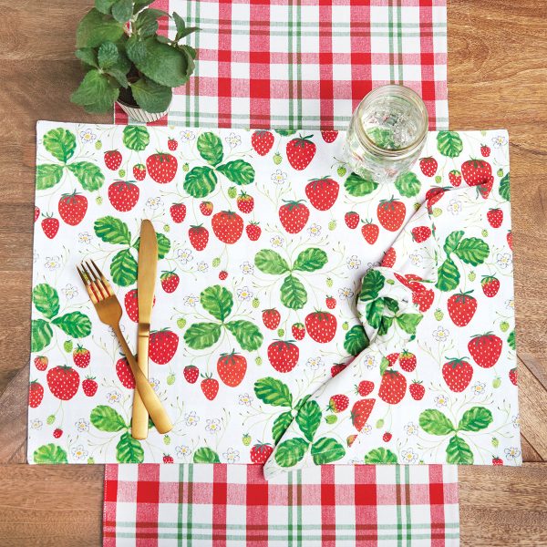 Strawberry Patch & Plaid Table Linens Online now