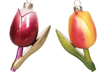 Blown Glass Tulips Ornament, Asst. of 2 Online Sale