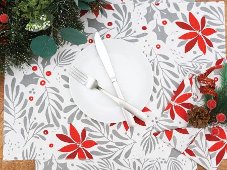 Poinsettia Christmas Table Linens Sale