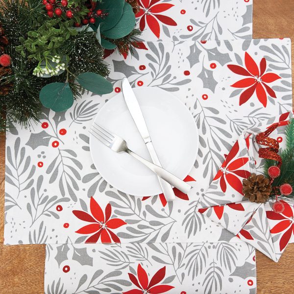 Poinsettia Christmas Table Linens Sale