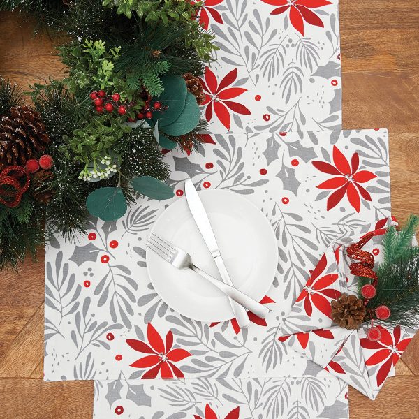 Poinsettia Christmas Table Linens Sale