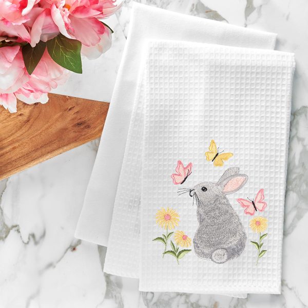 Spring Bunny & Butterflies Kitchen Towel Sale