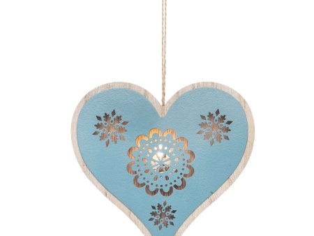 LED Large Soft Blue Heart Ornament For Sale