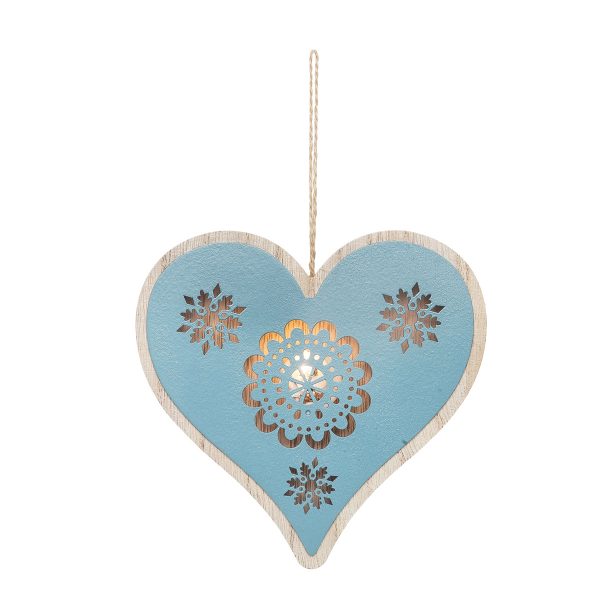 LED Large Soft Blue Heart Ornament For Sale