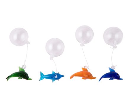 1.5 in. Glass Floating Dolphin, Set of 4 Online Sale