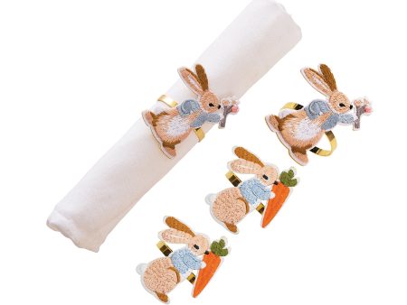 Rabbit & Carrot Napkin Ring, Set of 4 For Cheap