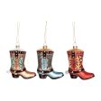 Blown Glass Cowboy Boots Ornament, Asst. of 3 Online now