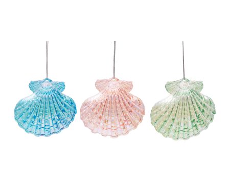 Acrylic Scallop Shell Ornament, Asst. of 3 Fashion