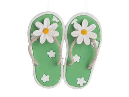 3.45 in. Polyresin Green Flop Flop & Flower Ornament For Discount