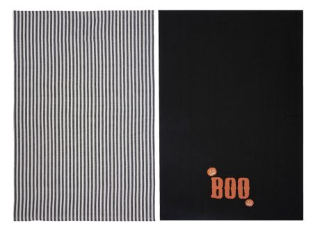 Boo Stripe Kitchen Towel, Set of 2 Online Sale