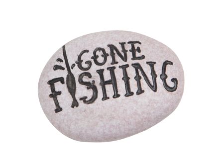 Polyresin Gone Fishing Pebble For Discount