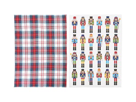 Nutcracker Plaid Kitchen Towel Set For Cheap