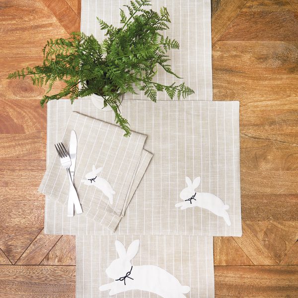 White Bunny Hop Stripe Table Linens Sale