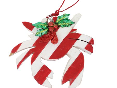 3.5 in. Wood Red & White Crab Ornament For Discount