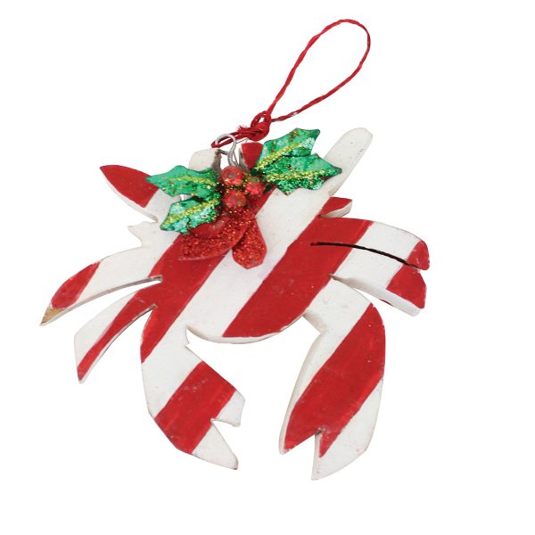 3.5 in. Wood Red & White Crab Ornament For Discount