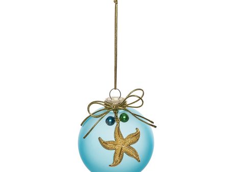 Teal Ball with Sea Star Charm Ornament Online Hot Sale