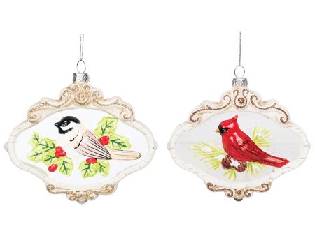 Blown Glass Vintage Bird Ornament, Asst. of 2 Supply