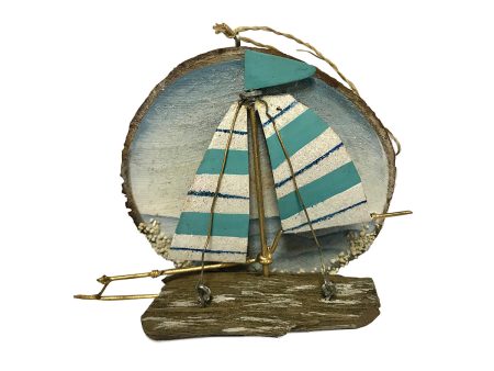 3 in. Wood & Metal Sailboat Ornament Supply