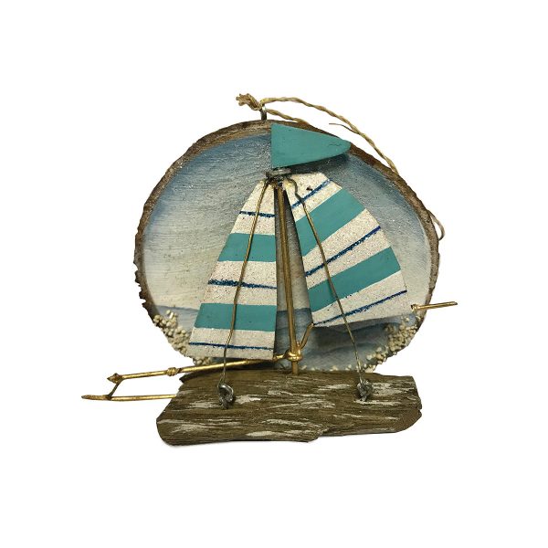 3 in. Wood & Metal Sailboat Ornament Supply