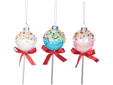 Blown Glass Cake Pop Ornament, Asst. of 3 on Sale