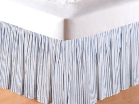 Sea Blue Ticking Bed Skirt Online