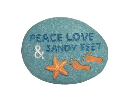 1.75 in. Polyresin Peace Love Sandy Feet Pebble Cheap