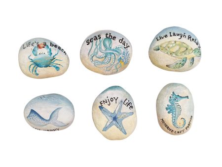 Handpainted Coastal Rocks, Asst. of 6 on Sale