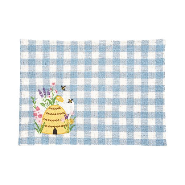 Bee Happy in Blue Table Linens Hot on Sale