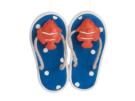 3.45 in. Polyresin Blue Flip Flop & Fish Ornament Sale