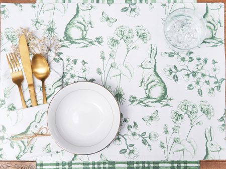 Spring Greens Bunny Toile Table Linens Discount