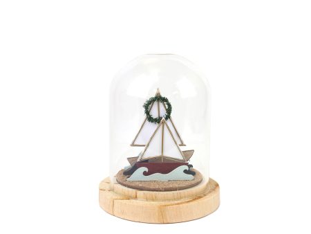 Wood with Glass Dome Sailboat with Wreath Online