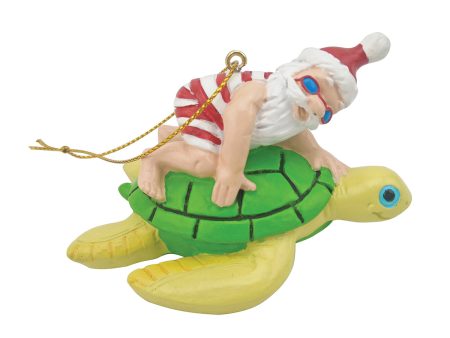 3.15 in. Polyresin Santa Riding Turtle Ornament Sale