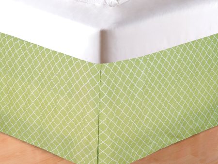 Green & White Lattice Bed Skirt For Sale