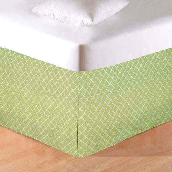 Green & White Lattice Bed Skirt For Sale