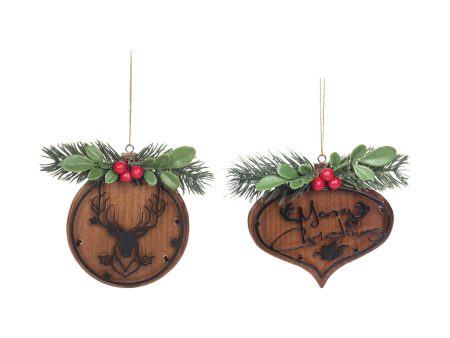 Wooden Lodge Ornament, Asst. of 2 Online Sale