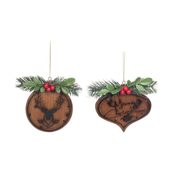 Wooden Lodge Ornament, Asst. of 2 Online Sale