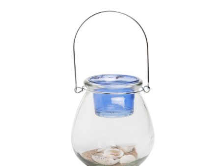 Blue Floating Tealight Holder with Sand & Shells Online Hot Sale