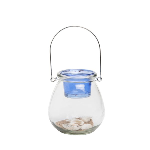 Blue Floating Tealight Holder with Sand & Shells Online Hot Sale