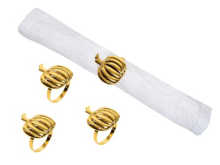 Gold Pumpkin Napkin Ring, Set of 4 on Sale